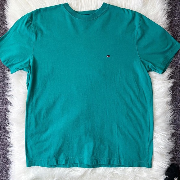 Tommy Hilfiger teal blue green short sleeve tee t-shirt basic mens womens - Picture 1 of 3